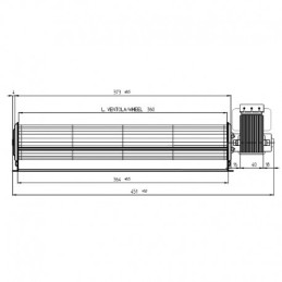 Ventola tangenziale lunghezza totale: 500 mm, dimensioni bocchetta: 422x42  mm, per stufa a pellet