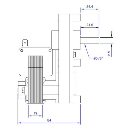 Moteur Réducteur Mellor FB1268 Pour Poêle à Granulés - 1,5 Tr/min, Arbre 9,5 Mm, 220V - Compatible Anselmo, Kalor, Palazzetti, Etc.