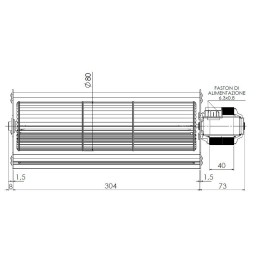 COMPLETE TANGENTIAL FAN 390MM TGO80 77W
